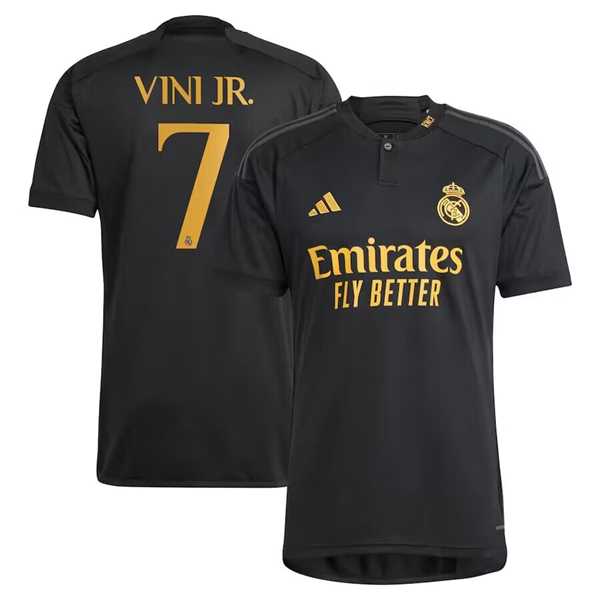 Men's Real Madrid #7 Vini Jr. Black 2023-24 Soccer Jersey,We sell and wholesale Men's Real Madrid #7 Vini Jr. Black 2023-24 Soccer Jersey on line form chian!